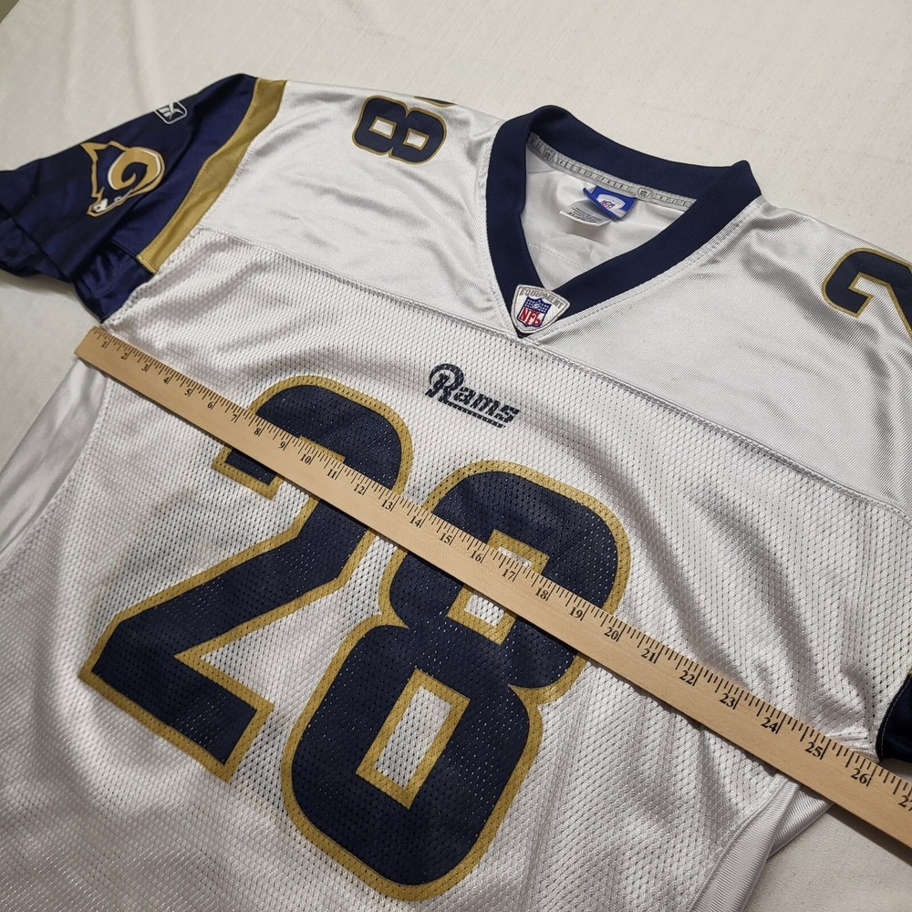 VTG Marshall Faulk Jersey Reebok St Louis Rams Football White NFL On Field Y2K - Picture 7 of 13
